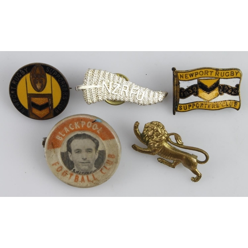 666 - Sports badges - British Lions Rugby Tour South Africa 1950. NZRFU pin badge. Newport Rugby Supporter... 