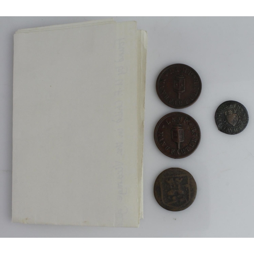 669 - Tokens (4) 17th-19thC East Anglian: Thomas Postle Farthing Southwold 1652 Fine, small edge pinch (wi... 