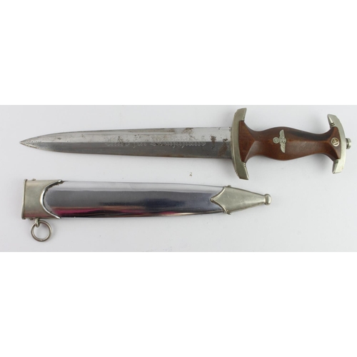 739 - German WW2 SA Dagger with metal scabbard. Paint removed from scabbard. Blade maker marked 'C.Eppenst... 