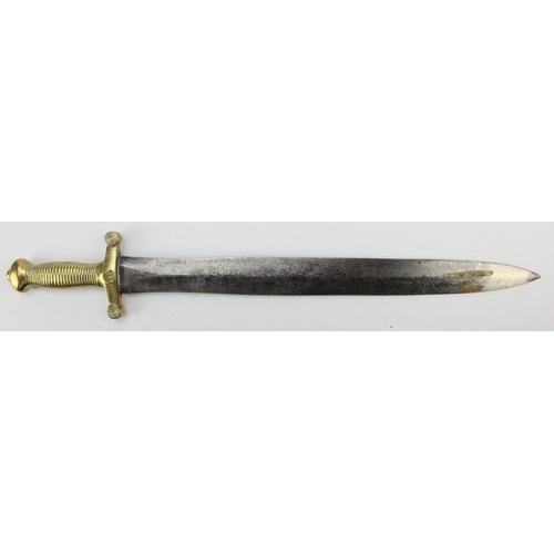 740 - Gladius Pattern, French M1831 Infantry Sword, no scabbard, brass ribbed hilt, with crossguard circle... 