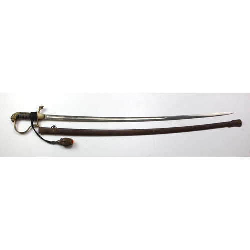 746 - Imperial German WW1 Prussian ? Officers Sword. Lions head pommel, wirebound black composite grip, pl... 