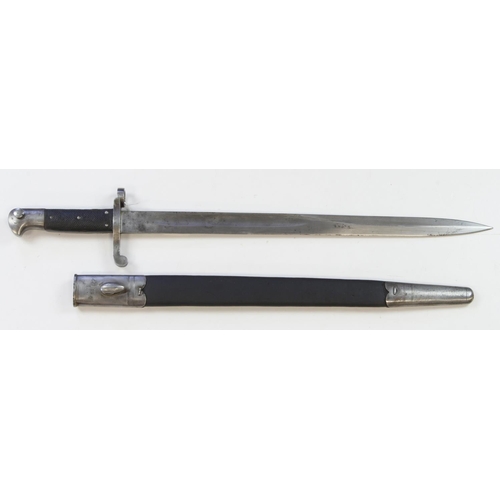 764 - Pattern 1887 Mk IV sword bayonet for the Martini-Henry rifle: Dated 1891, with 18 in. double-edged s... 