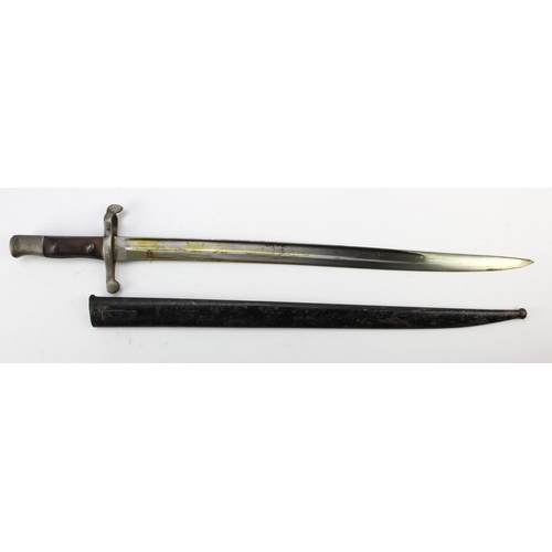 767 - Portugese M1886 Sword Bayonet in its steel scabbard. Good clean blade marked 