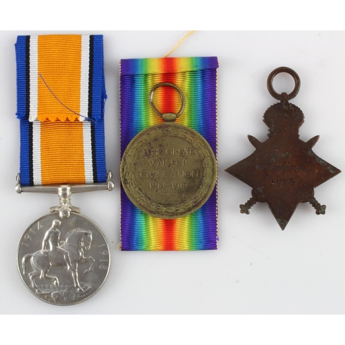 830 - 1915 Star Trio (11031 Pte G Bemrose Linc Regt), Note: BWM renamed for display purposes. Killed In Ac... 