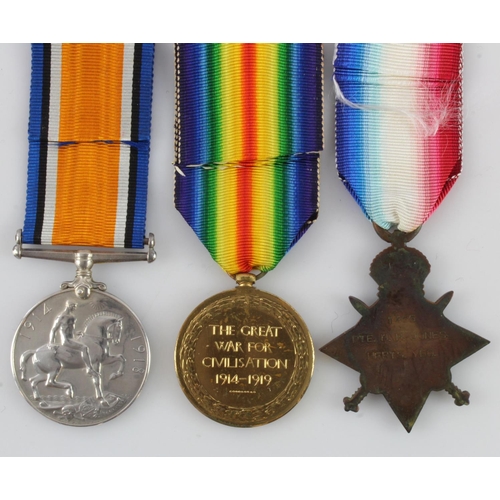 831 - 1915 Star Trio (1465 Pte H H Jones Herts Yeo). Later 21st Rifle Brigade. Born South Witham, Lincolns... 