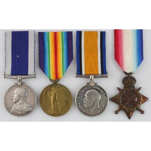 834 - 1915 Star Trio (294034 E P Mothersole SPO RN), Naval LSGC Medal GV (294034 E P Mothersole STO PO HMS... 