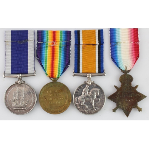 834 - 1915 Star Trio (294034 E P Mothersole SPO RN), Naval LSGC Medal GV (294034 E P Mothersole STO PO HMS... 