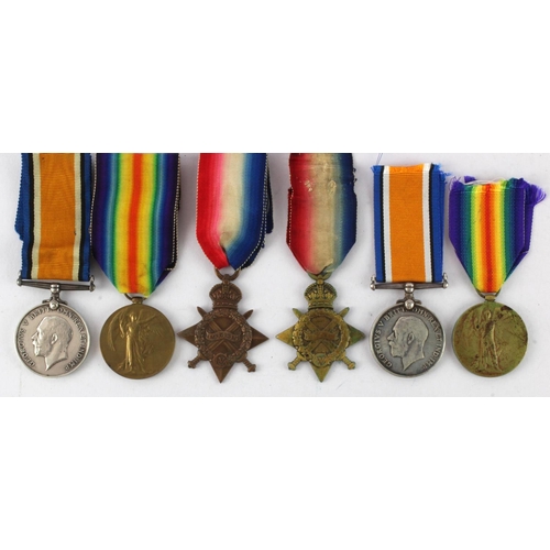 838 - 1915 Star Trio named (124676 Pnr W Hill RE) medals worn / polished.  With a 1915 Star Trio (014609 P... 