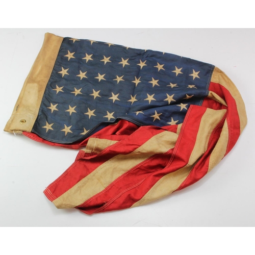 852 - American large WW2 wall hanging or normal Flag, service wear, 48 stars.