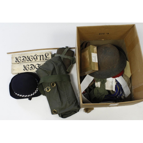 897 - Box lot of misc militaria inc 37 patten webbing.  (Buyer collects)