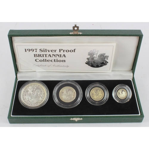 92 - Britannia Silver Four coin set 1997. Proof aFDC. Boxed as issued