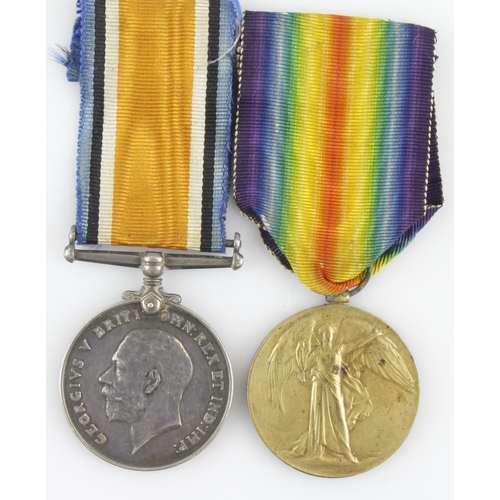 922 - BWM & Victory casualty pair of medals to PW/2412 Pte W Bacon 19th Bn Middlesex regiment K in A 12-4-... 