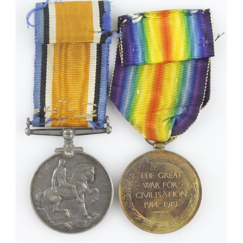 922 - BWM & Victory casualty pair of medals to PW/2412 Pte W Bacon 19th Bn Middlesex regiment K in A 12-4-... 