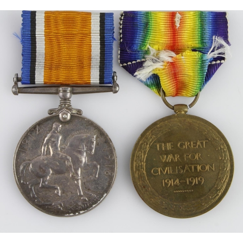 923 - BWM & Victory Medal (10293 Pte F Morris Ches R). Later 68th Labour Corps. (missing a 1914 Star).  (2... 