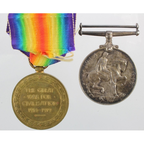 929 - BWM & Victory Medal (204065 Pte C W Purse Norfolk Regt) Wounded. Served with 9th Bn. Lived Hillborou... 