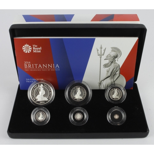 93 - Britannia Silver Proof six coin set 2014 aFDC boxed as issued