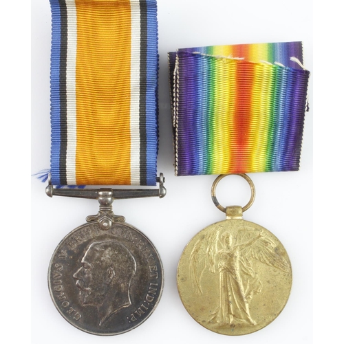 934 - BWM & Victory Medal (306586 Pte W A J Humphreys R.War R). Served 2/8th Bn.  (2)