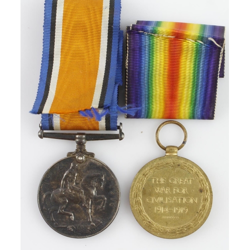 934 - BWM & Victory Medal (306586 Pte W A J Humphreys R.War R). Served 2/8th Bn.  (2)