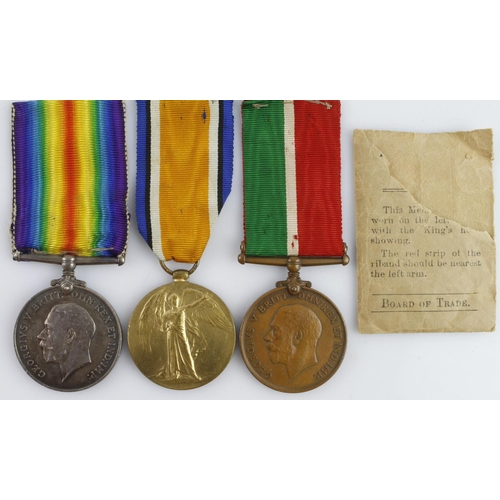 942 - BWM & Victory Medal (ENG S.Lt. T Chant RNR), Mercantile Marine Medal (Thomas Chant). Born Hull. Comm... 