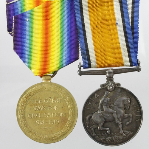 949 - BWM & Victory Medal named (28185 Pte E W Hilton Bedford Regt)