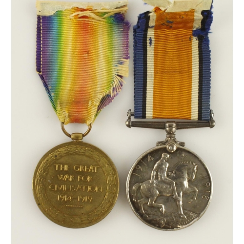 954 - BWM & Victory Medal named (S.35886 Pte F Tyrell Rifle Brigade) served 2nd Bn.  (2)