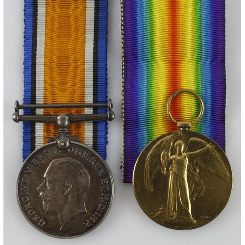 958 - BWM & Victory Medal to (11202 Pte P W Gittings Herts R). With copy medal card.  (2)