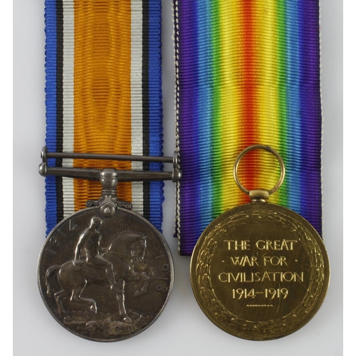 958 - BWM & Victory Medal to (11202 Pte P W Gittings Herts R). With copy medal card.  (2)