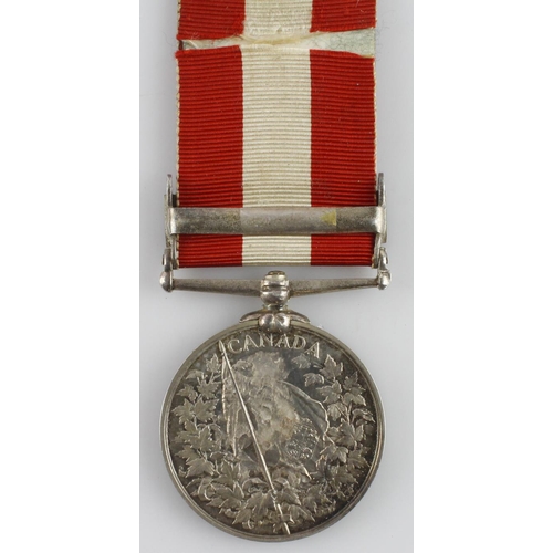 978 - Canada General Service Medal 1899 with clasp Fenian Raid 1866 named (1092 Pte E Silvester, 1st Bn R.... 