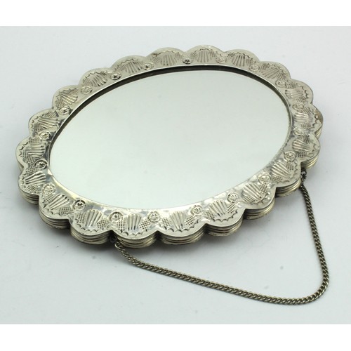 439 - Turkish .925 grade silver hanging mirror by EYUP (bears marks EYUP 925). Measures 202 x 160mm approx... 