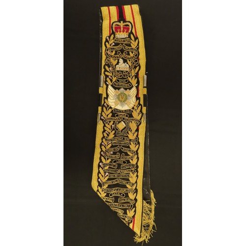 1091 - EiiR Household Division Scots Guards Drum Majors bullion baldrick sash with all battle honours to fr... 