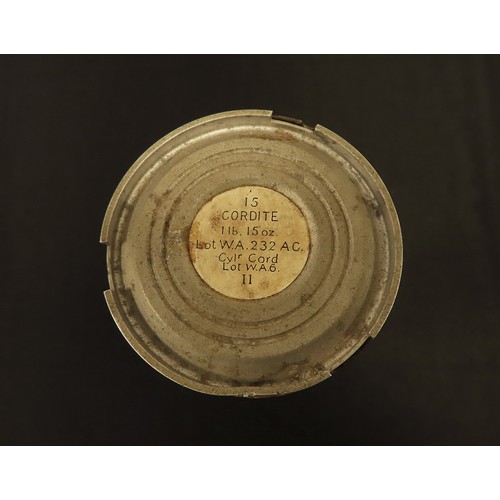 846 - 1918 dated brass shell case with its original alloy end cap with enrgraved dedication presented to -... 