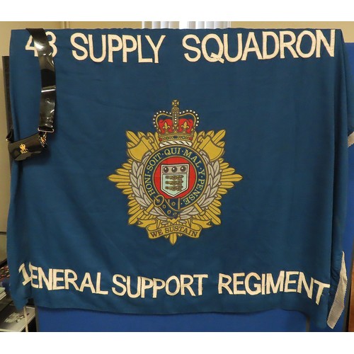 1097 - Flag: 43 Supply Squadron Royal Logistics Corps Regimental stitched and printed cotton flag, Black Pa... 