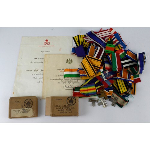 898 - Box of interesting odds and ends - Mention in Dispatches Certificate and original issue boxes to War... 