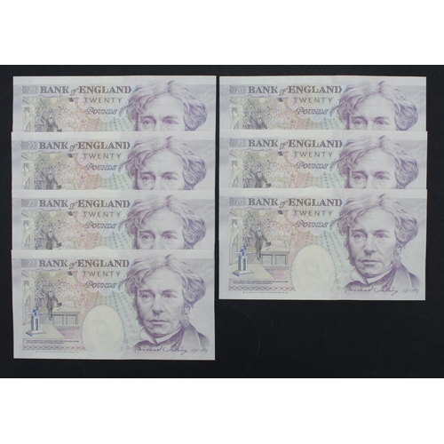 107 - Gill 20 Pounds (B358) issued 1991 (7), a consecutively numbered run of FIRST SERIES notes, serial A2... 