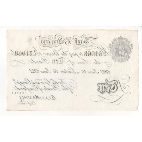 113 - Harvey 10 Pounds (B209b) dated 6th June 1921, serial 11/L 51968, London issue (B209b, Pick313) minor... 