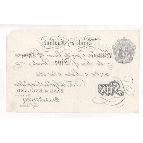 114 - Harvey 5 Pounds (B209a) dated 6th October 1924, serial 025/E 83964, London issue (B209a, Pick312a) p... 