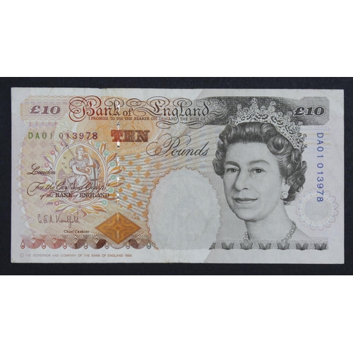 129 - Kentfield 10 Pounds (B369) issued 1993, very rare FIRST RUN (later printing, earlier prefix) 'DA01' ... 