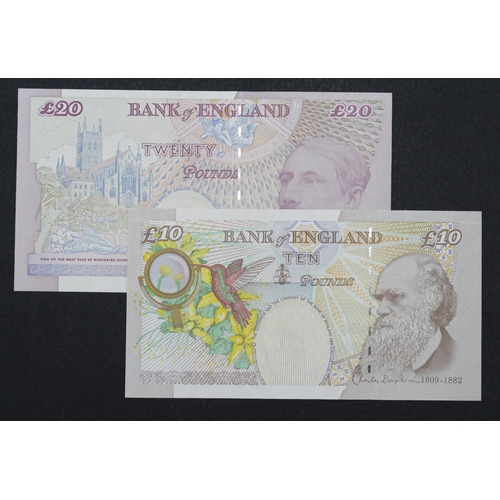 138 - Lowther (2), 20 Pounds issued 1999 and 10 Pounds issued 2000, a pair of FIRST RUN 'AA01' notes with ... 