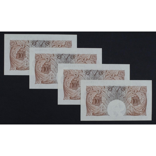 151 - O'Brien 10 Shillings (B271) issued 1955 (4), a consecutively numbered run, serial S47Y 273806 - S47Y... 