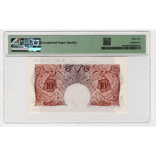 153 - O'Brien 10 Shillings (B271) issued 1955, serial B20Y 738616 (B271, Pick368c) in PMG holder graded 65... 