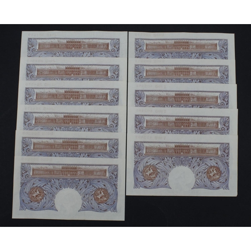 197 - Peppiatt 1 Pound (B249) issued 1940 (11), blue WW2 emergency issue, 3 x consecutively numbered runs ... 