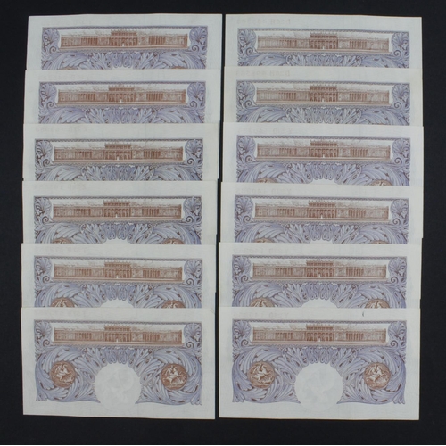 199 - Peppiatt 1 Pound (B249) issued 1940 (12), blue WW2 emergency issue, 6 x consecutively numbered pairs... 