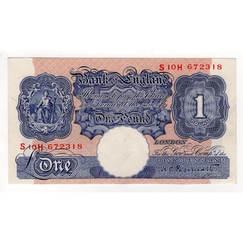 200 - Peppiatt 1 Pound (B250) issued 1940, scarce REPLACEMENT note S10H 672318, blue WW2 emergency issue (... 