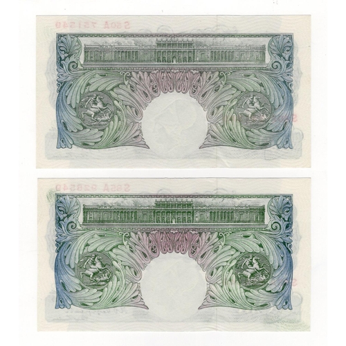 201 - Peppiatt 1 Pound (B260) issued 1948 (2), FIRST SERIES of the new issue with security thread, serial ... 