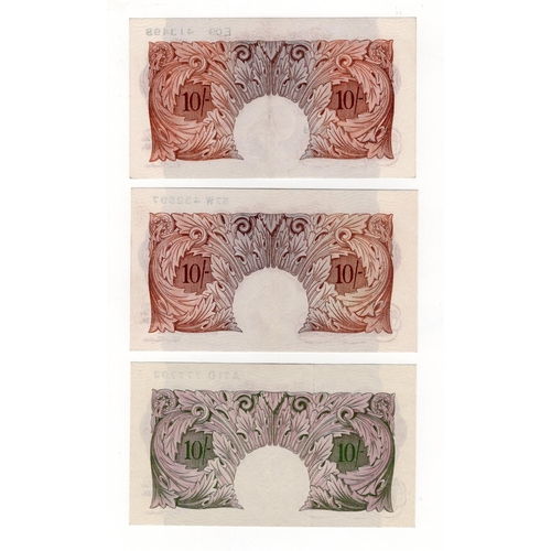 202 - Peppiatt 10 Shillings (3), mauve WW2 emergency issued 1940, serial A71D 777702 (B251, Pick366), pre ... 