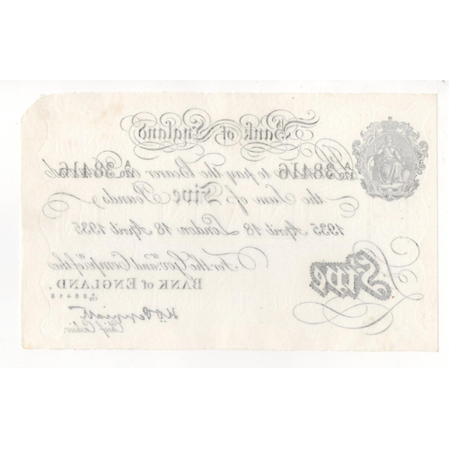 209 - Peppiatt 5 Pounds (B241) dated 18th April 1935, scarcer early date with 'A' prefix, serial A/170 384... 