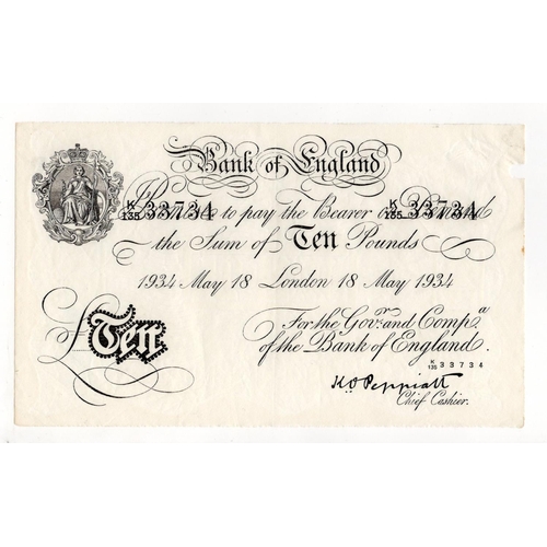 221 - Peppiatt BERNHARD note, 10 Pounds dated 18th May 1934, serial K/135 33734, London issue (B242 for ty... 