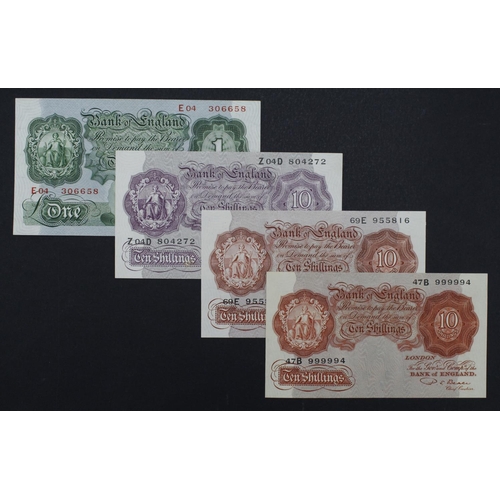 270 - Bank of England (4), a range of 10 Shillings and 1 Pound Britannia issues, Mahon 1 Pound (B212) issu... 