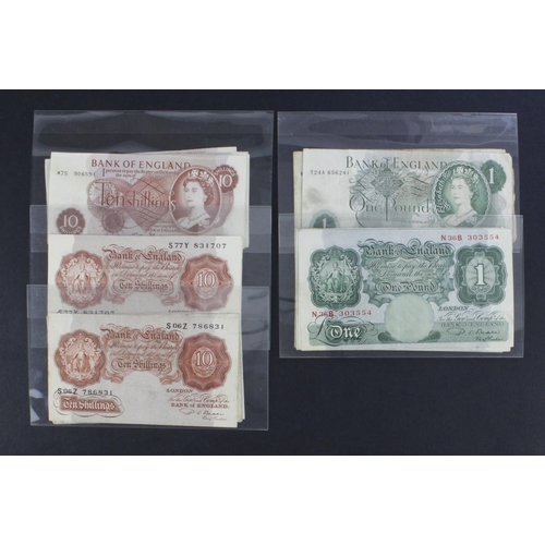 274 - Bank of England (41), a group of 10 Shillings and 1 Pound, Beale 10 Shillings (5), 1 Pound (15), O'B... 