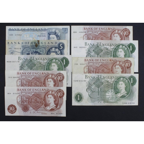 280 - Bank of England (9), a group of FIRST, LAST and REPLACEMENT notes, Hollom (4), 5 Pounds (B297) issue... 